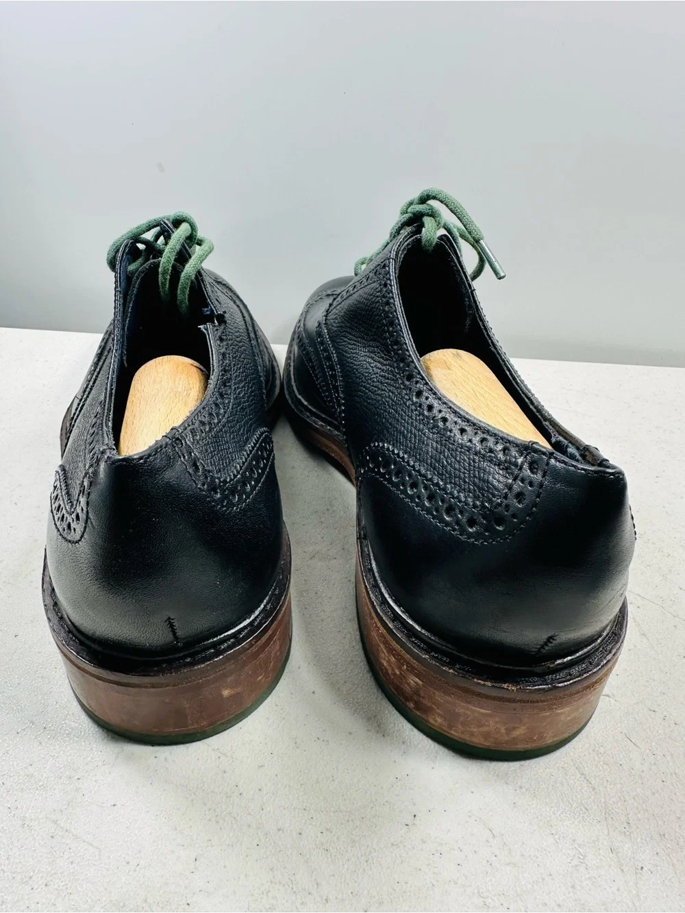Cole Haan Wingtip Oxfords, #C11756, Black/Green, Leather, Men's US Size 10.5